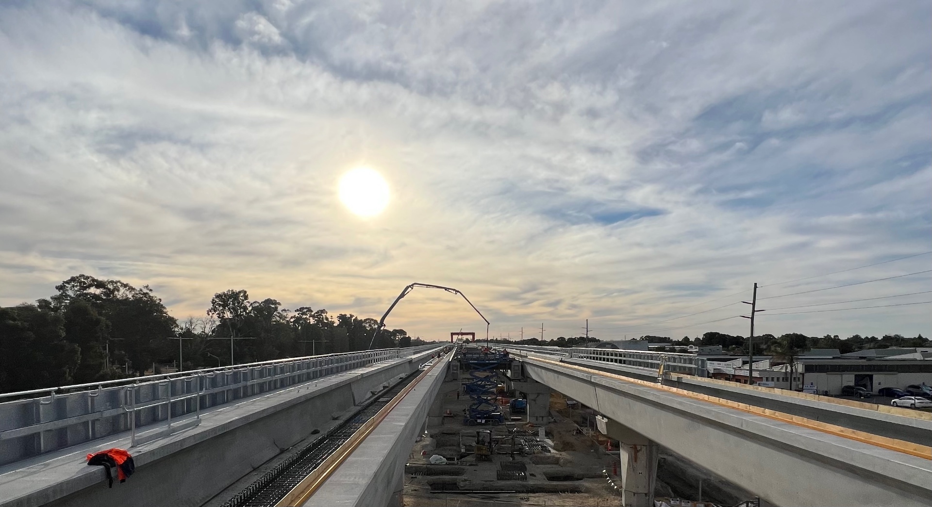Civil infrastructure bridge deck concrete pour in Western Australia